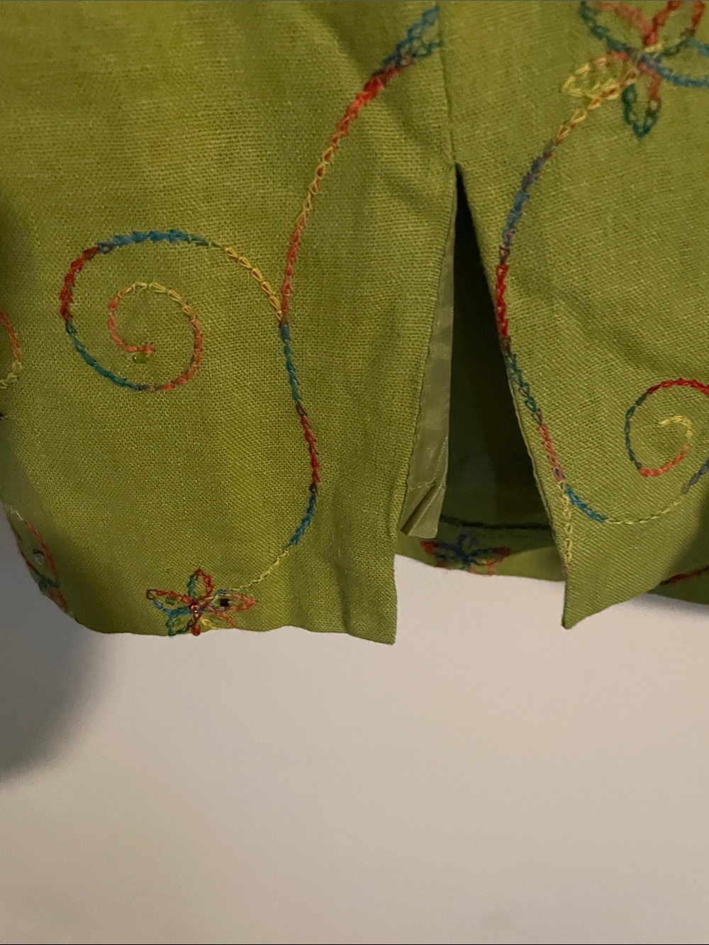 Ultra Dress Collection Lime Green Floral Embroidered Knee length Dress - Picture 7 of 9
